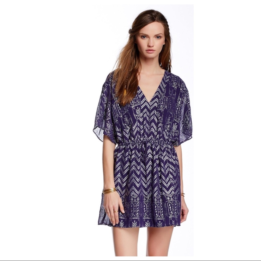 FREE PEOPLE SHORT SLEEVE V-NECK MINI DRESS - Picture 6 of 6